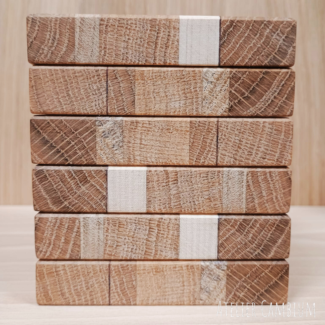 Dessous de verre en bois massif - chêne & érable (lot de 6)