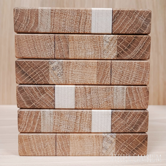 Dessous de verre en bois massif - chêne & érable (lot de 6)