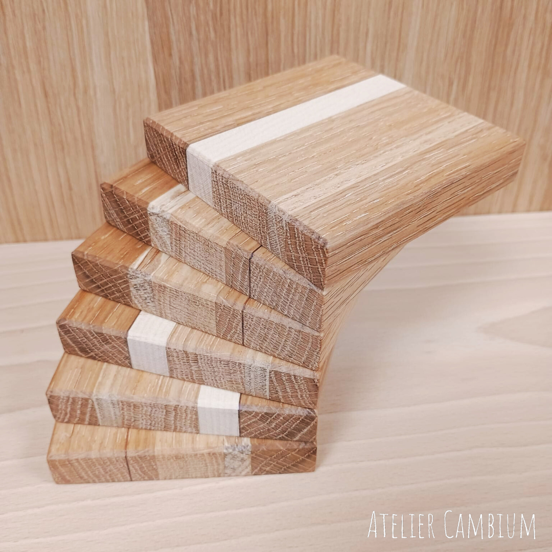Dessous de verre en bois massif - chêne & érable (lot de 6)