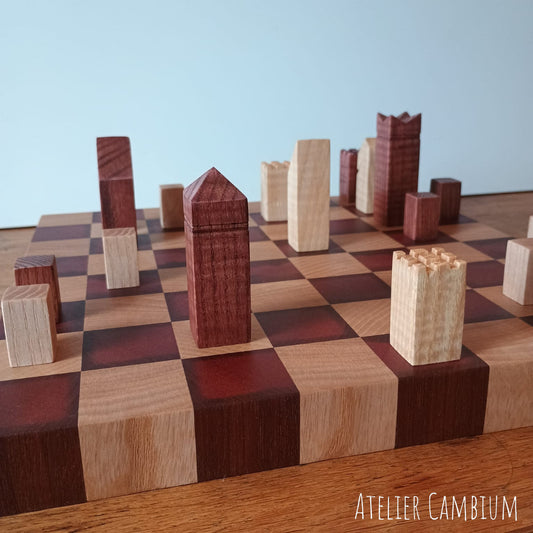 Échiquier en bois massif - frêne & bois exotique